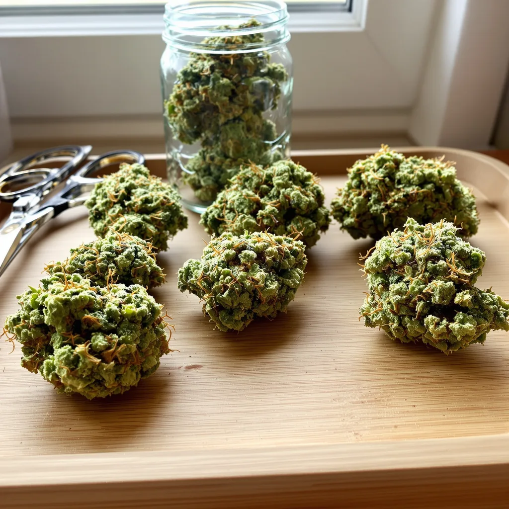 Panama Red 23% Indica / 77% Sativa — Blüte mit sichtbaren Trichomen