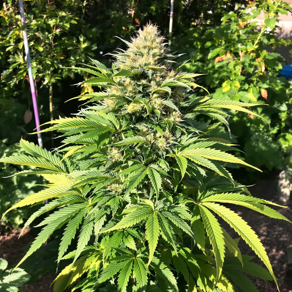 Papa's OG 80% Indica / 20% Sativa — Blüte mit sichtbaren Trichomen