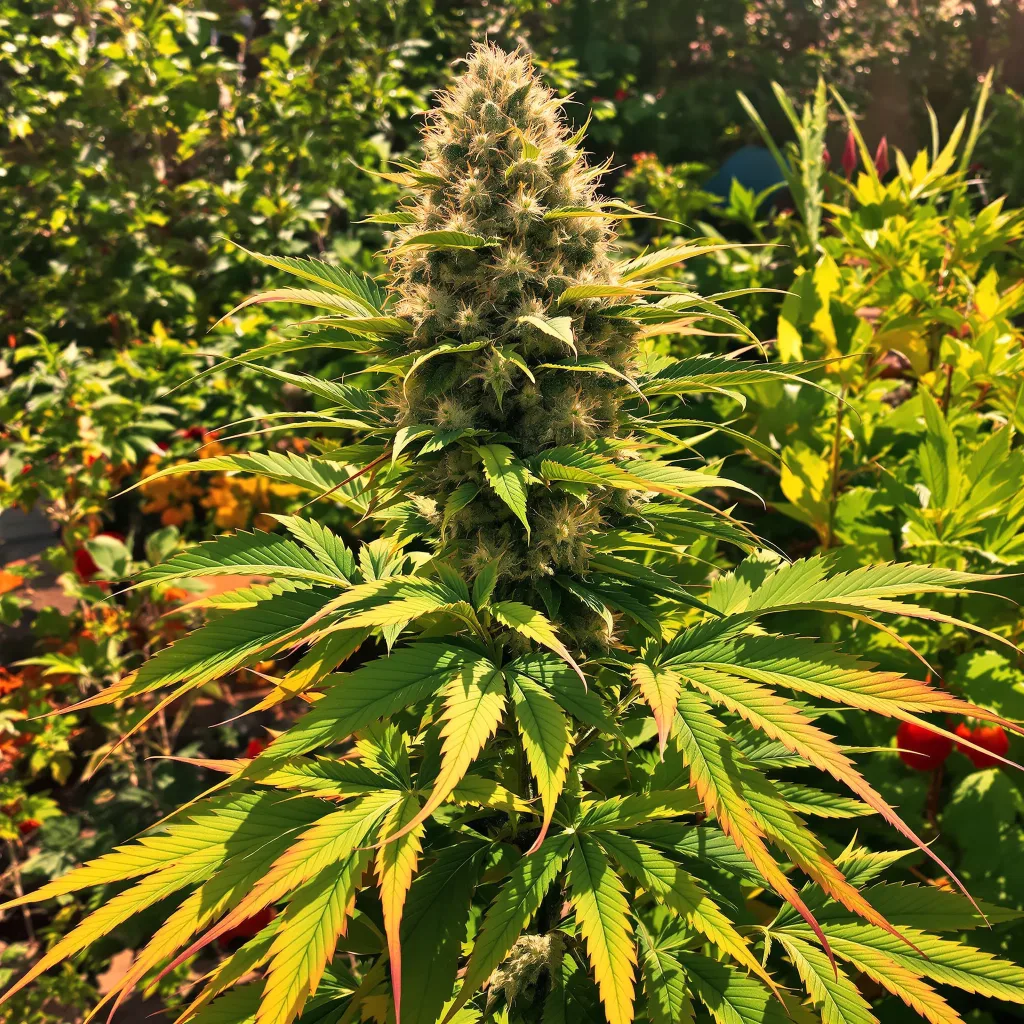Peanut Butter Breath 70% Indica / 30% Sativa — Blüte mit sichtbaren Trichomen