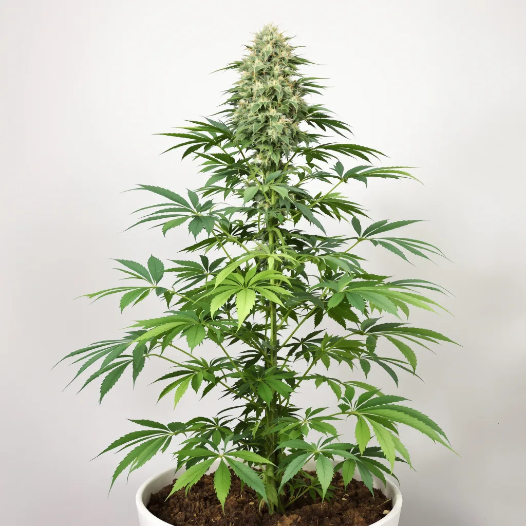 Peanut Butter Breath Cannabisblüte Nahaufnahme mit ausgewogene Blütenstruktur mit eisigen Trichomen
