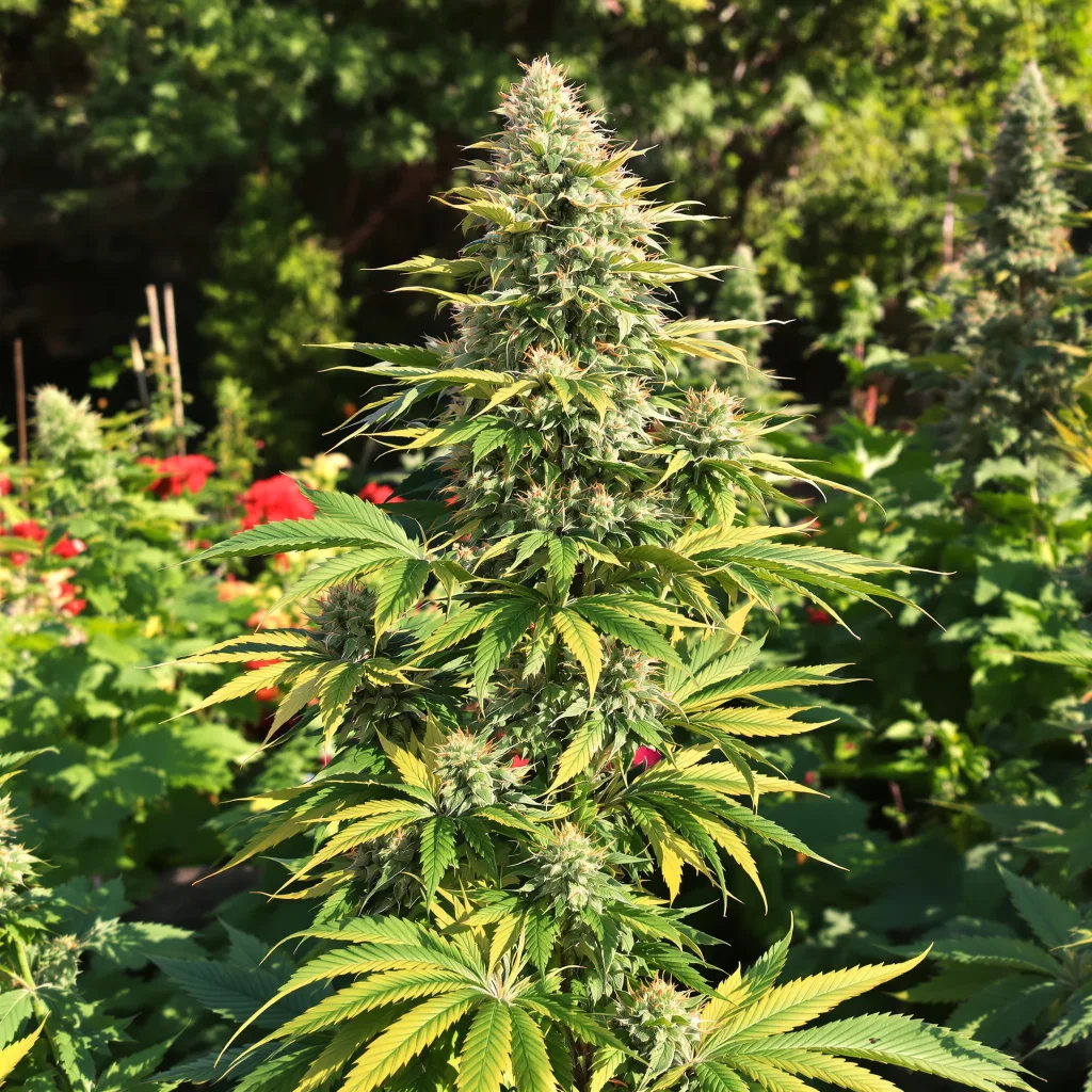 Peanut Butter Breath 50% Indica / 50% Sativa — Blüte mit sichtbaren Trichomen