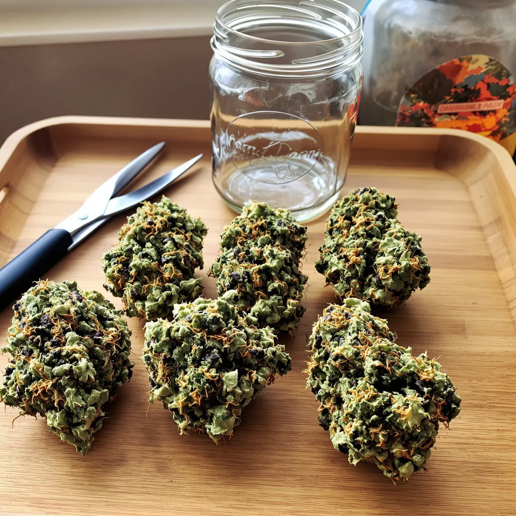 Peyote Cookies 70% Indica / 30% Sativa — Blüte mit sichtbaren Trichomen