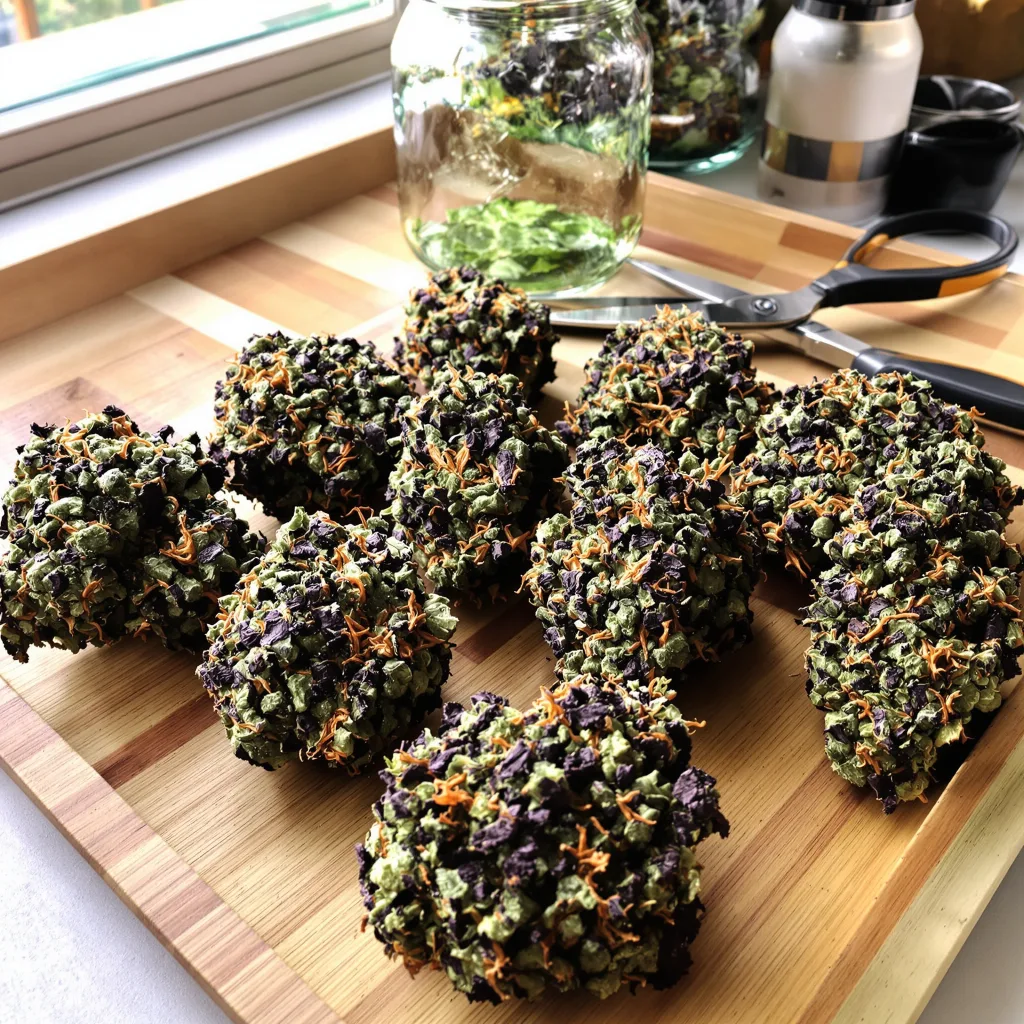 Peyote Gorilla 70% Indica / 30% Sativa — Blüte mit sichtbaren Trichomen
