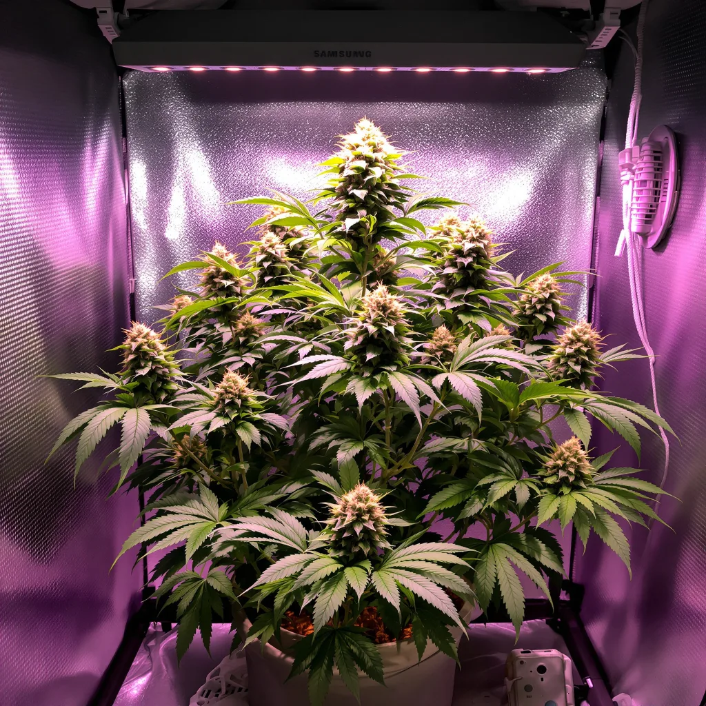 Peyote Gorilla 70% Indica / 30% Sativa — Blüte mit sichtbaren Trichomen