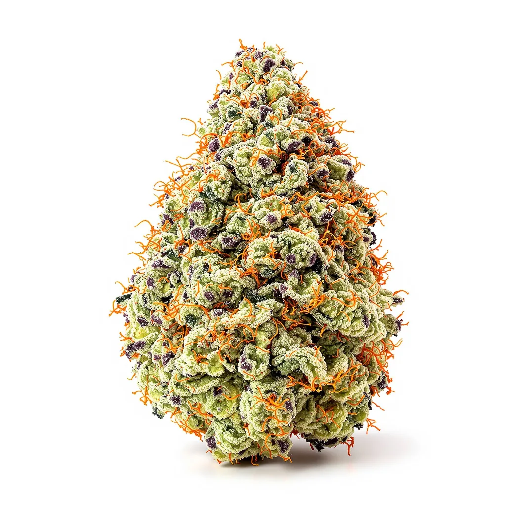 Pineapple Diesel 50% Indica / 50% Sativa — Blüte mit sichtbaren Trichomen