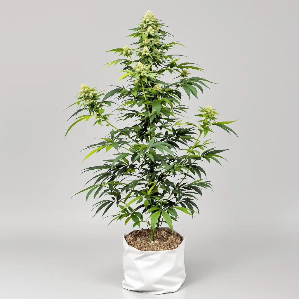 Pineapple Cannabisblüte Nahaufnahme mit ausgewogene Blütenstruktur mit eisigen Trichomen