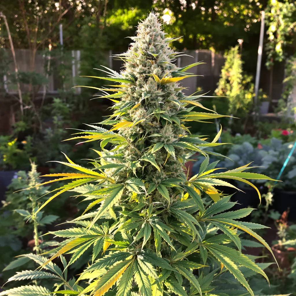 Pineapple 50% Indica / 50% Sativa — Blüte mit sichtbaren Trichomen