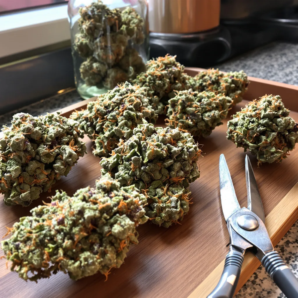 Pink Runtz 50% Indica / 50% Sativa — Blüte mit sichtbaren Trichomen