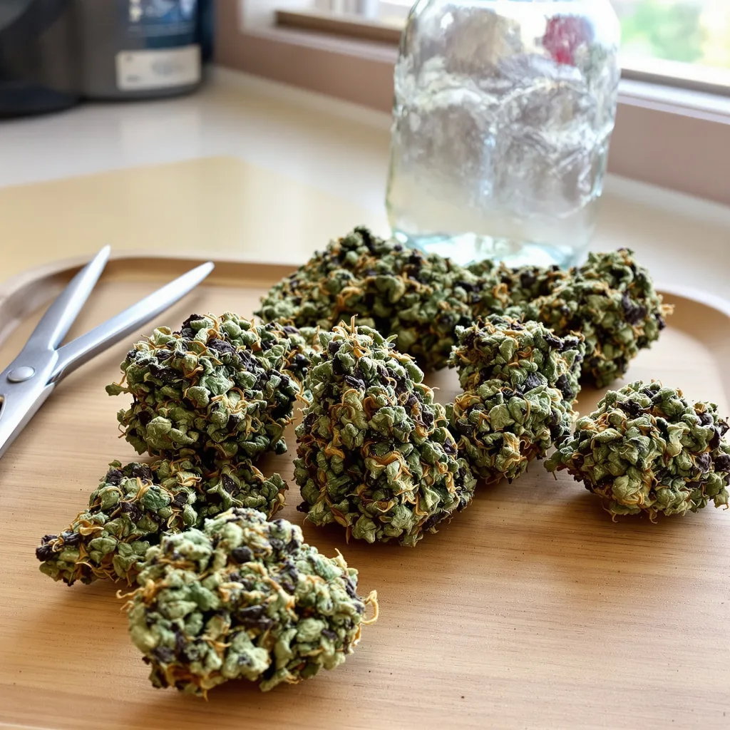Pitbull Pit 80% Indica / 20% Sativa — Blüte mit sichtbaren Trichomen