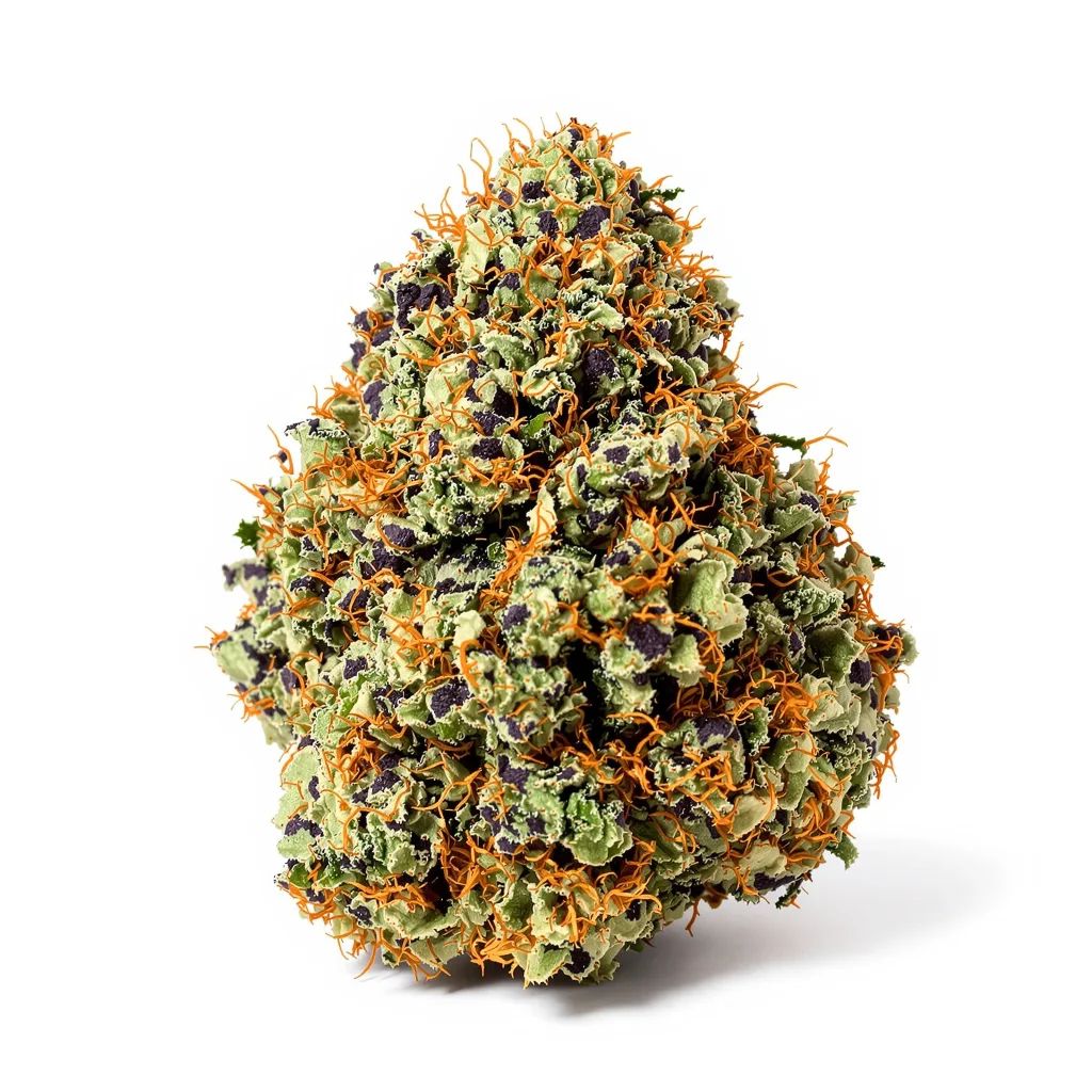 Pitbull Pit 80% Indica / 20% Sativa — Blüte mit sichtbaren Trichomen