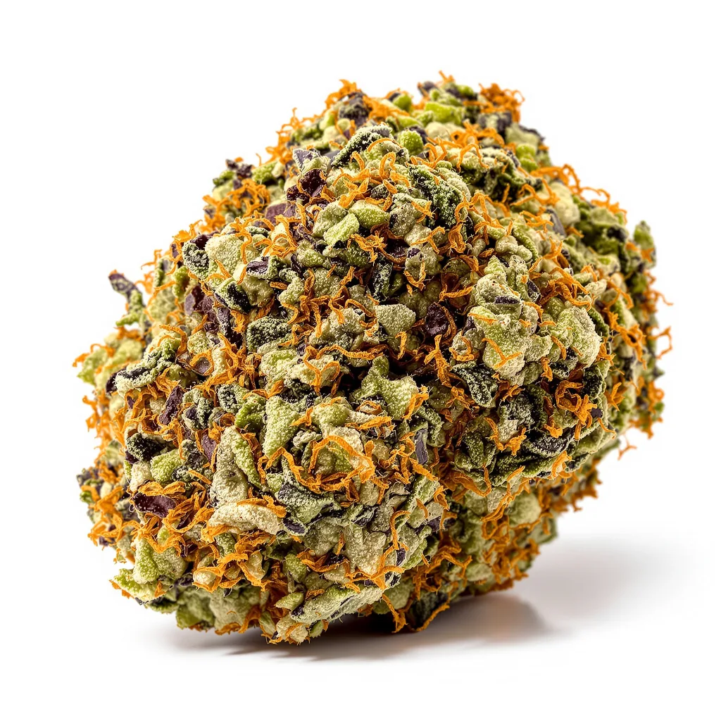 Platinum Bubba 74% Indica / 26% Sativa — Blüte mit sichtbaren Trichomen