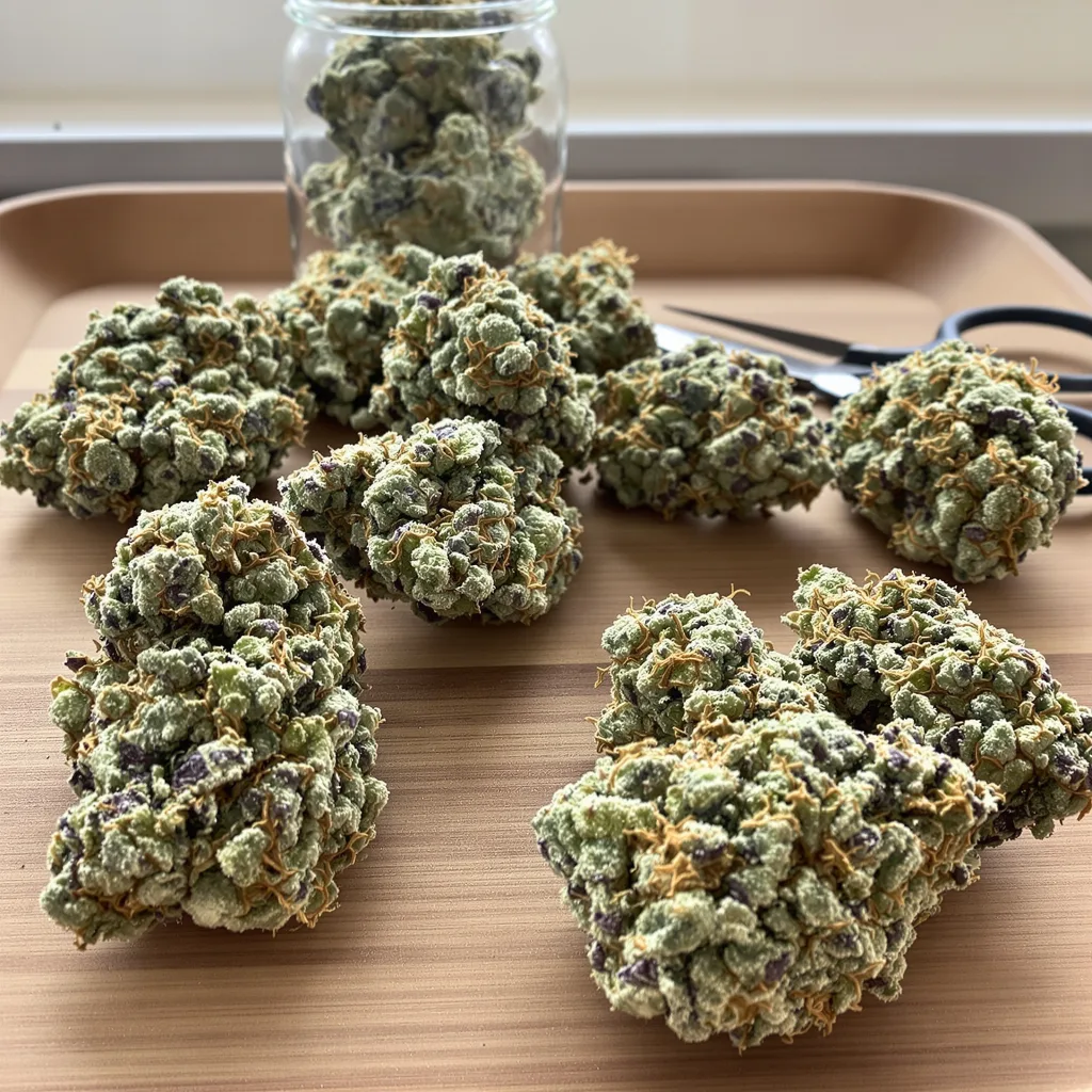 Platinum GSC 60% Indica / 40% Sativa — Blüte mit sichtbaren Trichomen