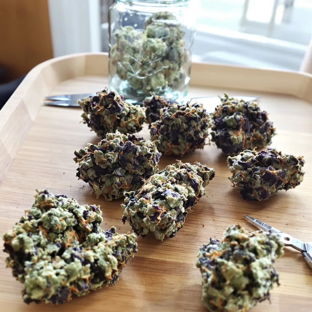 Platinum Kush 82% Indica / 18% Sativa — Blüte mit sichtbaren Trichomen