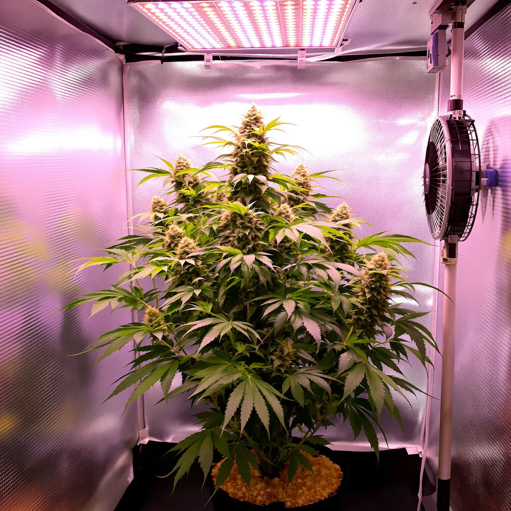 Platinum Kush 82% Indica / 18% Sativa — Blüte mit sichtbaren Trichomen