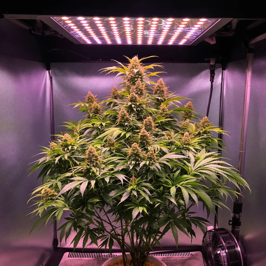 Pot of Gold 90% Indica / 10% Sativa — Blüte mit sichtbaren Trichomen