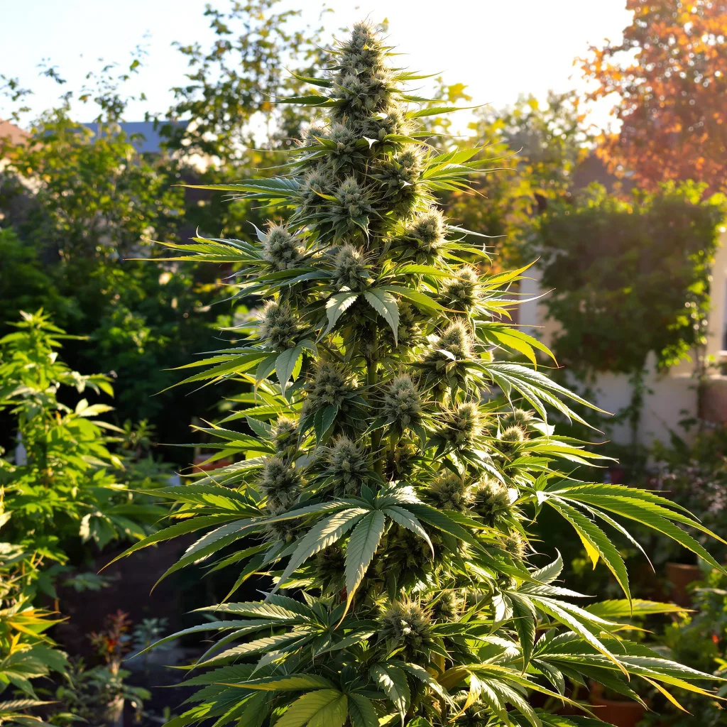Power Kush 50% Indica / 40% Sativa — Blüte mit sichtbaren Trichomen