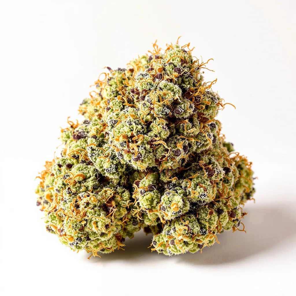 Power Kush 50% Indica / 40% Sativa — Blüte mit sichtbaren Trichomen