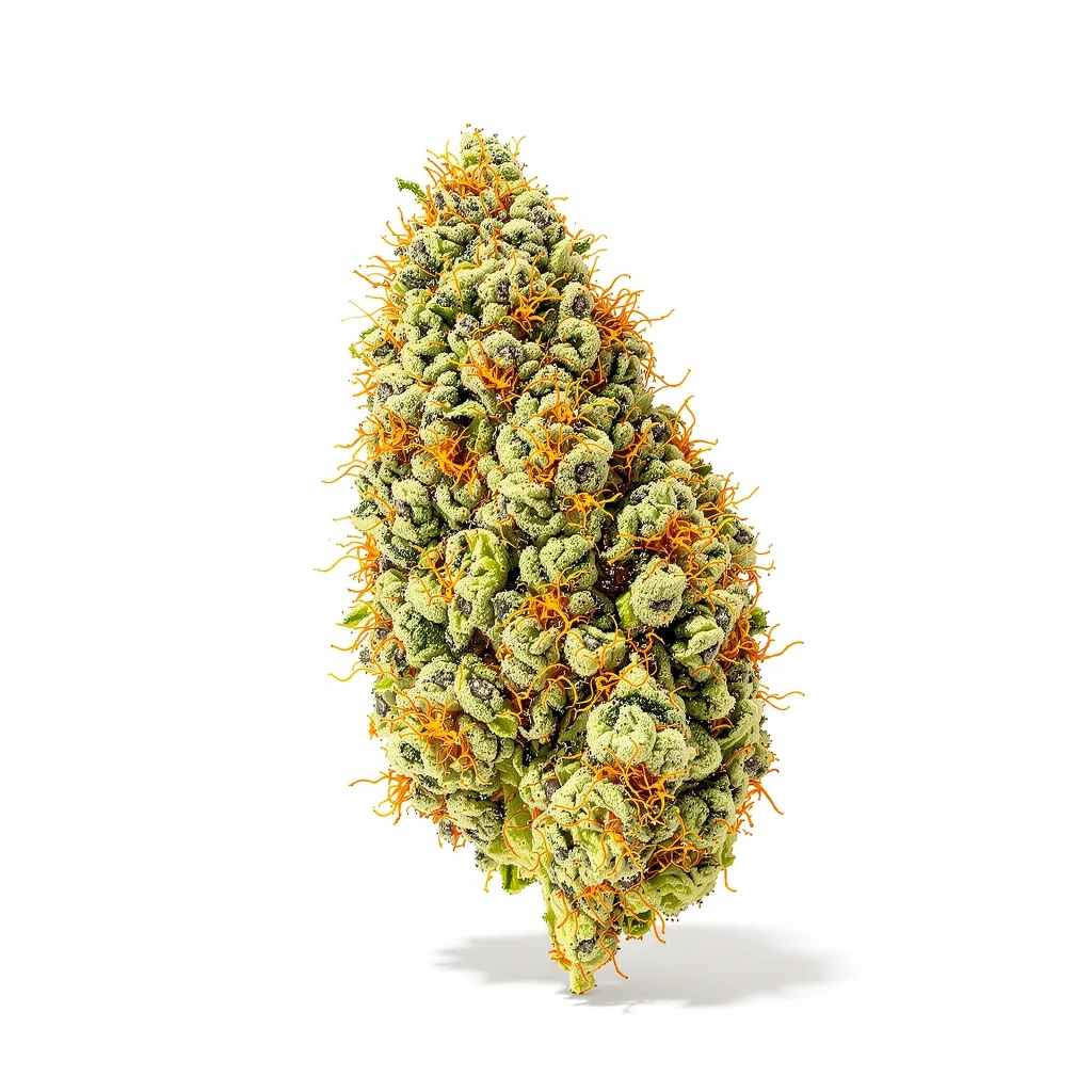Power Plant 16% Indica / 84% Sativa — Blüte mit sichtbaren Trichomen