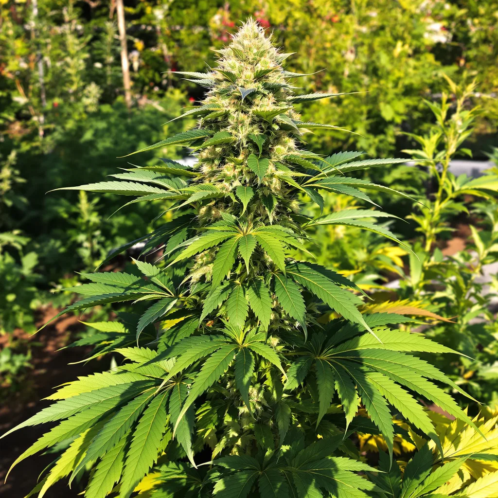 Presidential OG 86% Indica / 14% Sativa — Blüte mit sichtbaren Trichomen