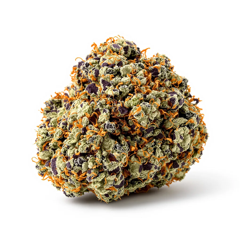 Presidential OG 86% Indica / 14% Sativa — Blüte mit sichtbaren Trichomen