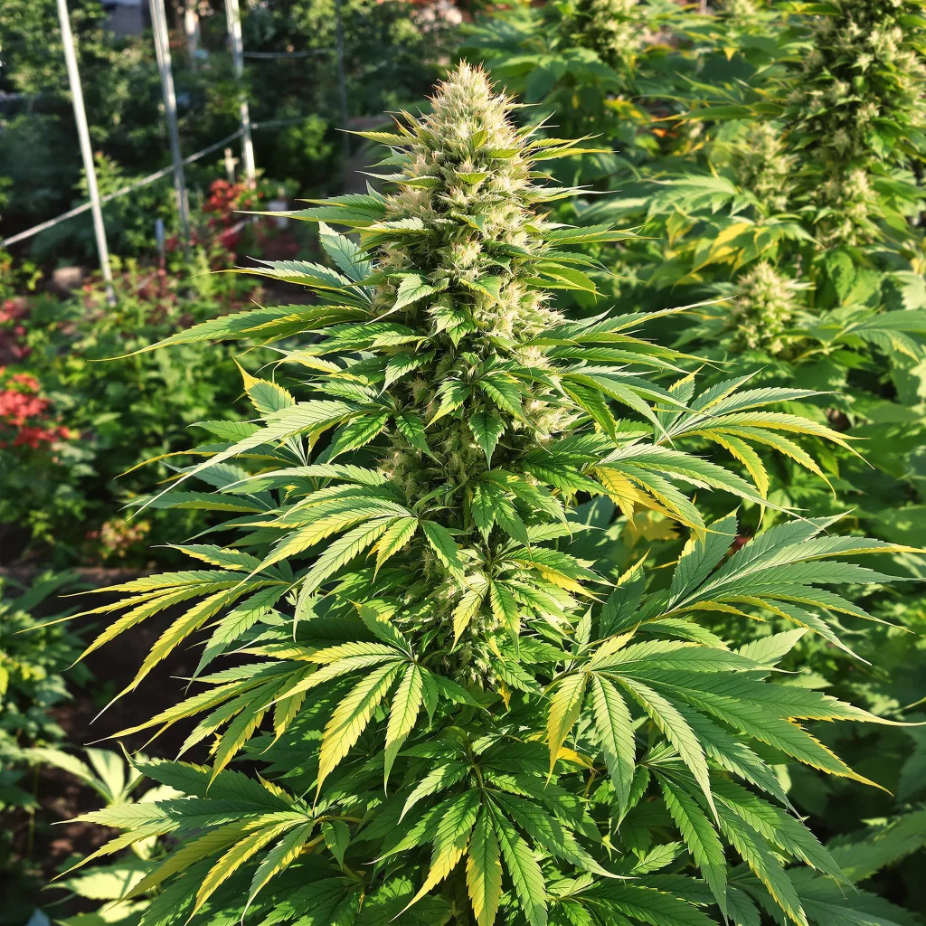 Primus 79% Indica / 21% Sativa — Blüte mit sichtbaren Trichomen