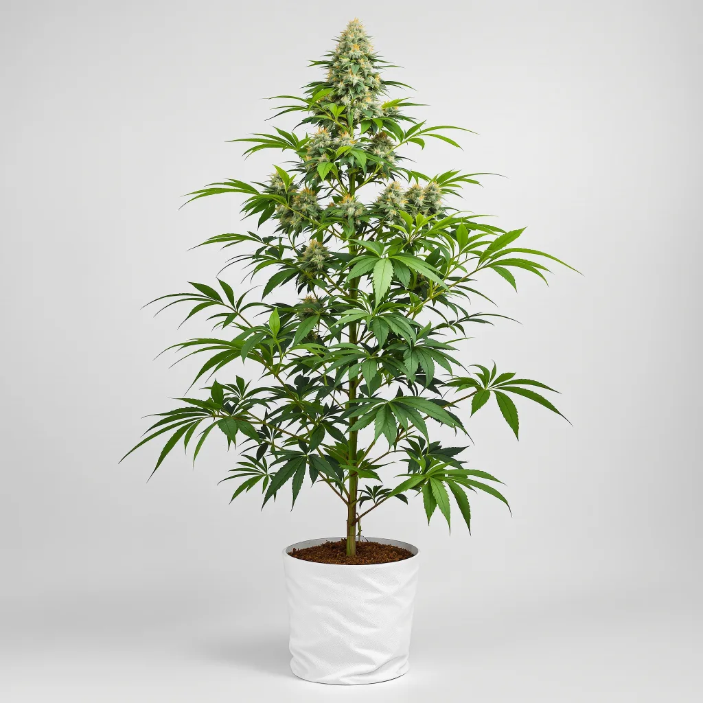 Pure Love Cannabisblüte Nahaufnahme mit ausgewogene Blütenstruktur mit eisigen Trichomen