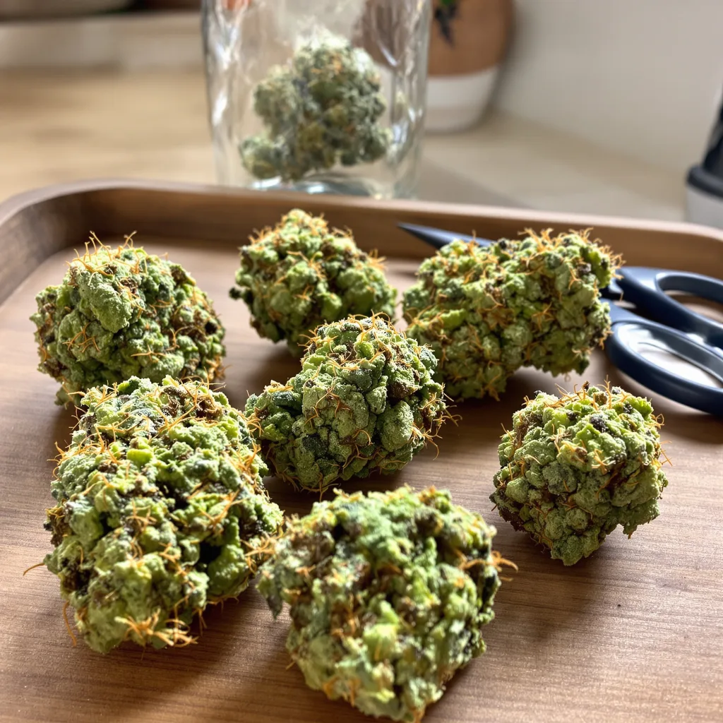 Pure Power Plant 16% Indica / 84% Sativa — Blüte mit sichtbaren Trichomen