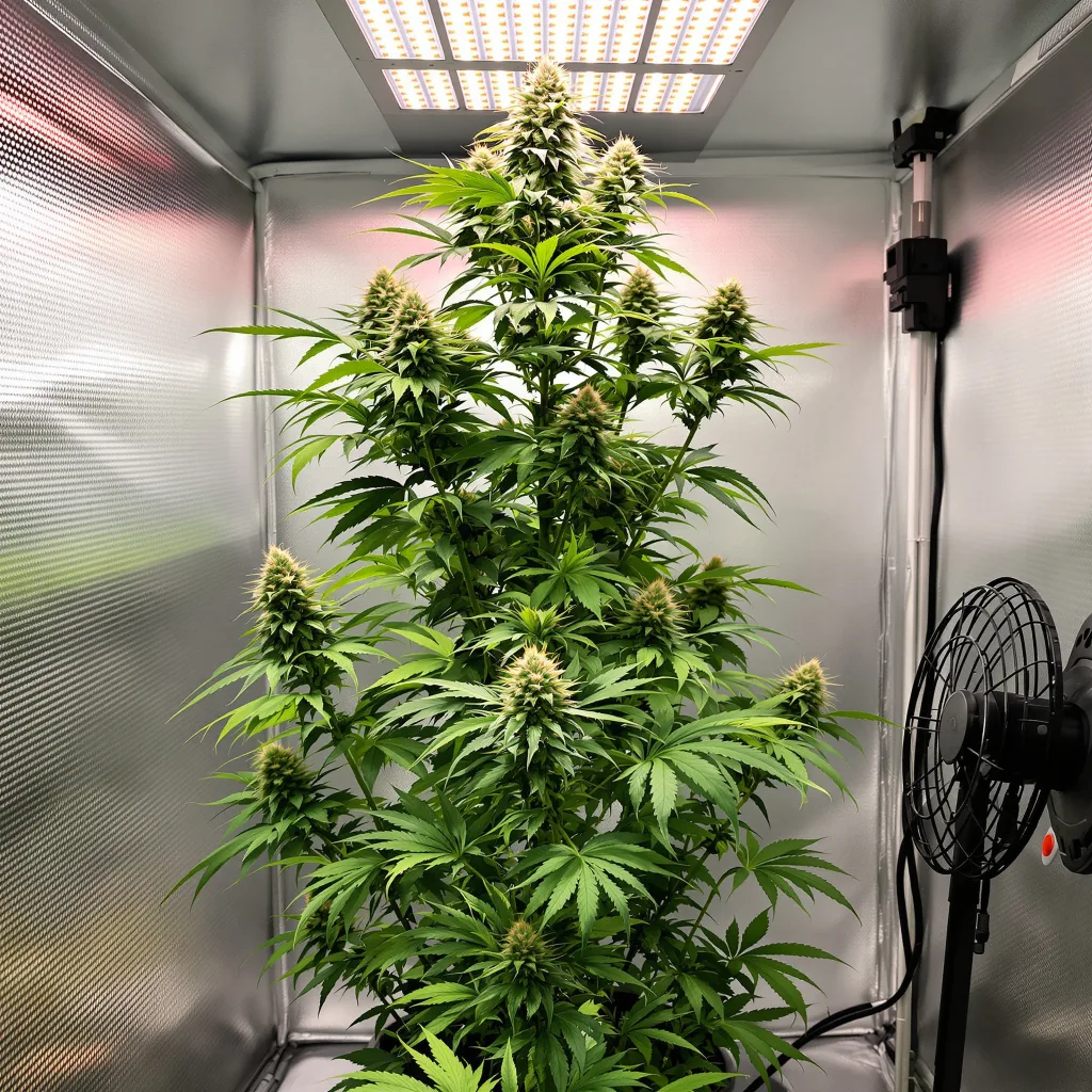 Pure Power Plant 16% Indica / 84% Sativa — Blüte mit sichtbaren Trichomen