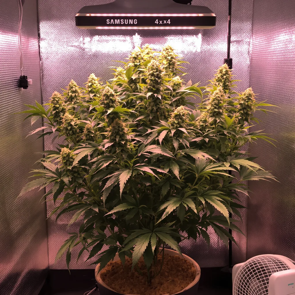 Purple Alien OG 86% Indica / 14% Sativa — Blüte mit sichtbaren Trichomen