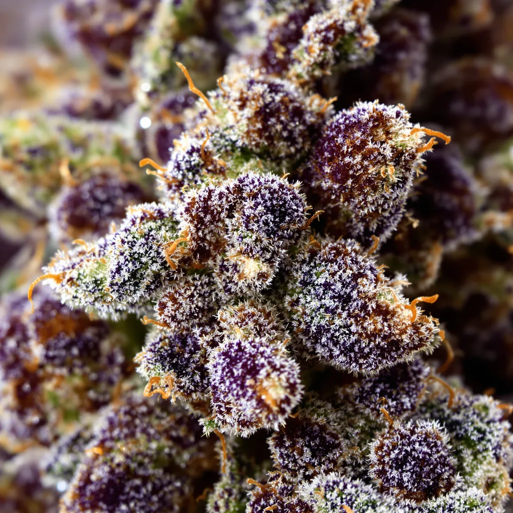Purple Alien OG Cannabispflanze in der Blütephase — 60-100 cm automatisch blühend