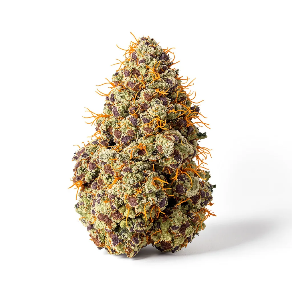 Purple Arrow 79% Indica / 21% Sativa — Blüte mit sichtbaren Trichomen