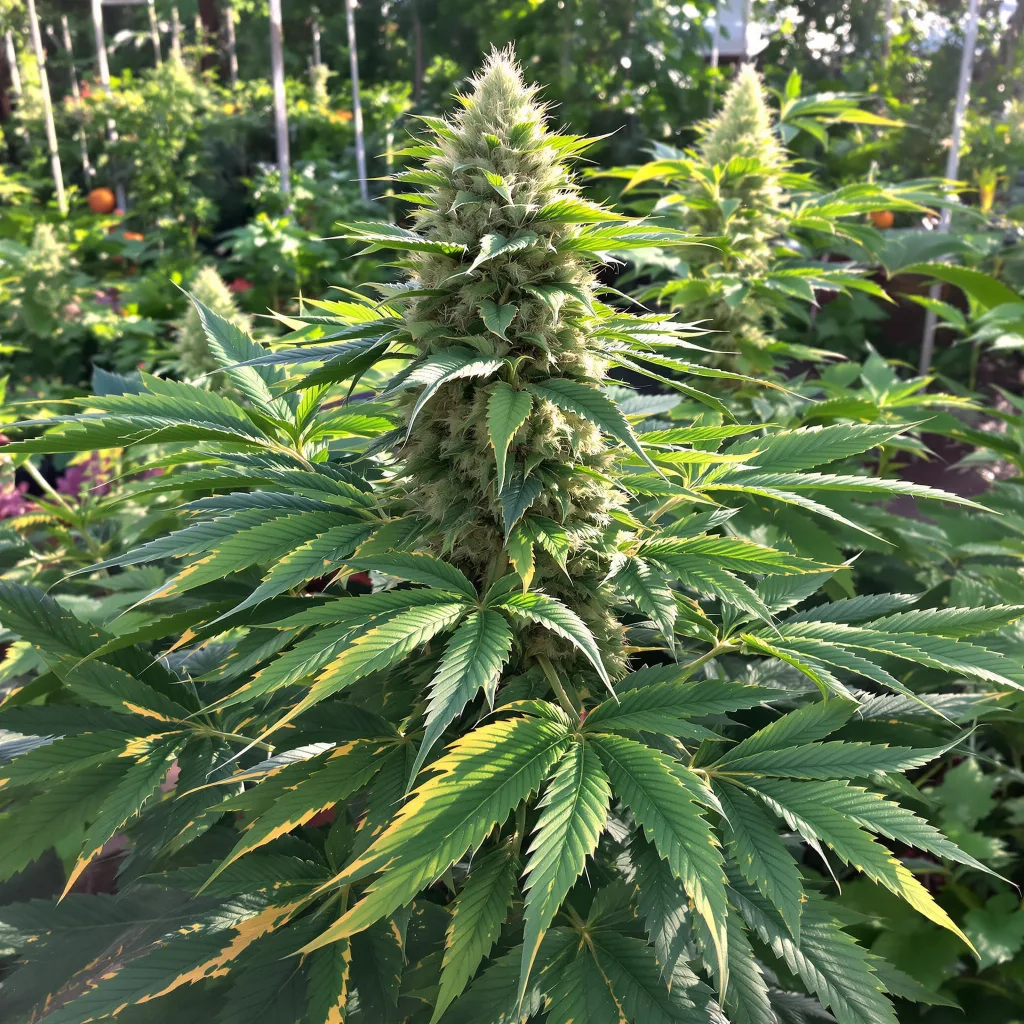 Purple Chemdawg 71% Indica / 29% Sativa — Blüte mit sichtbaren Trichomen