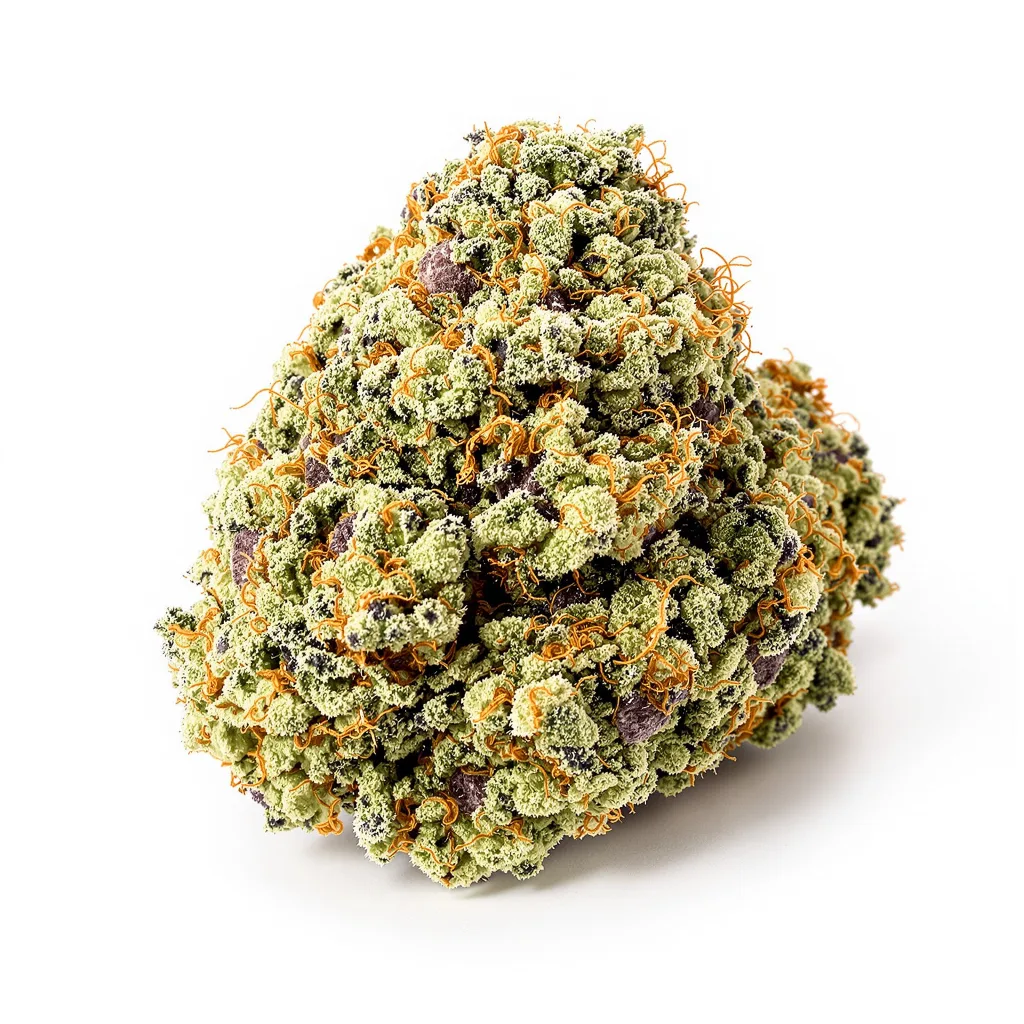 Purple Elephant 60% Indica / 40% Sativa — Blüte mit sichtbaren Trichomen