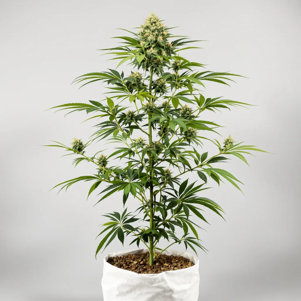 Purple Gorilla Cannabisblüte Nahaufnahme mit ausgewogene Blütenstruktur mit eisigen Trichomen
