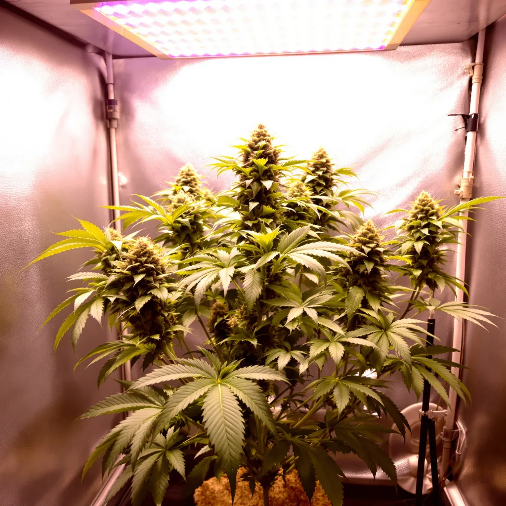 Purple Monkey Balls 68% Indica / 32% Sativa — Blüte mit sichtbaren Trichomen