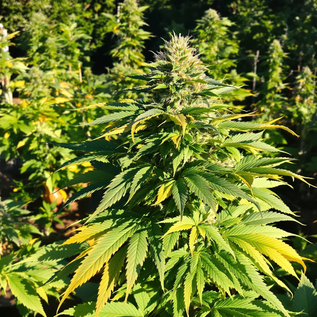 Purple Nepal 68% Indica / 32% Sativa — Blüte mit sichtbaren Trichomen
