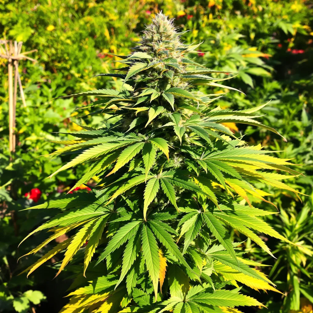 Purple OG Kush 75% Indica / 25% Sativa — Blüte mit sichtbaren Trichomen