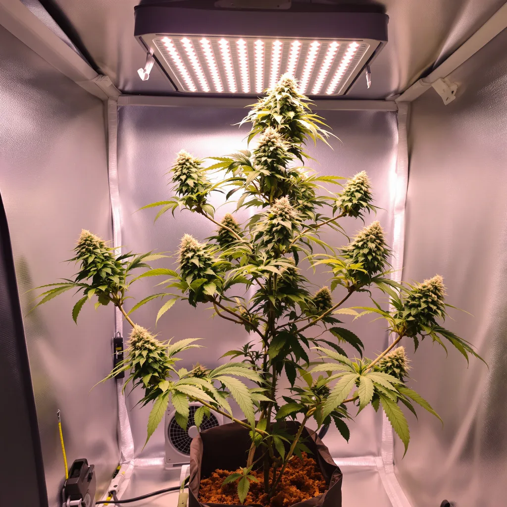 Purple Pantera 63% Indica / 37% Sativa — Blüte mit sichtbaren Trichomen