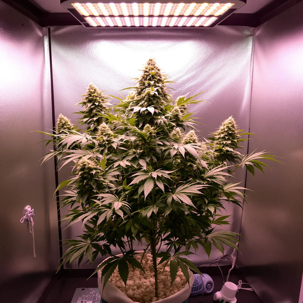 Purple Urkle 74% Indica / 26% Sativa — Blüte mit sichtbaren Trichomen