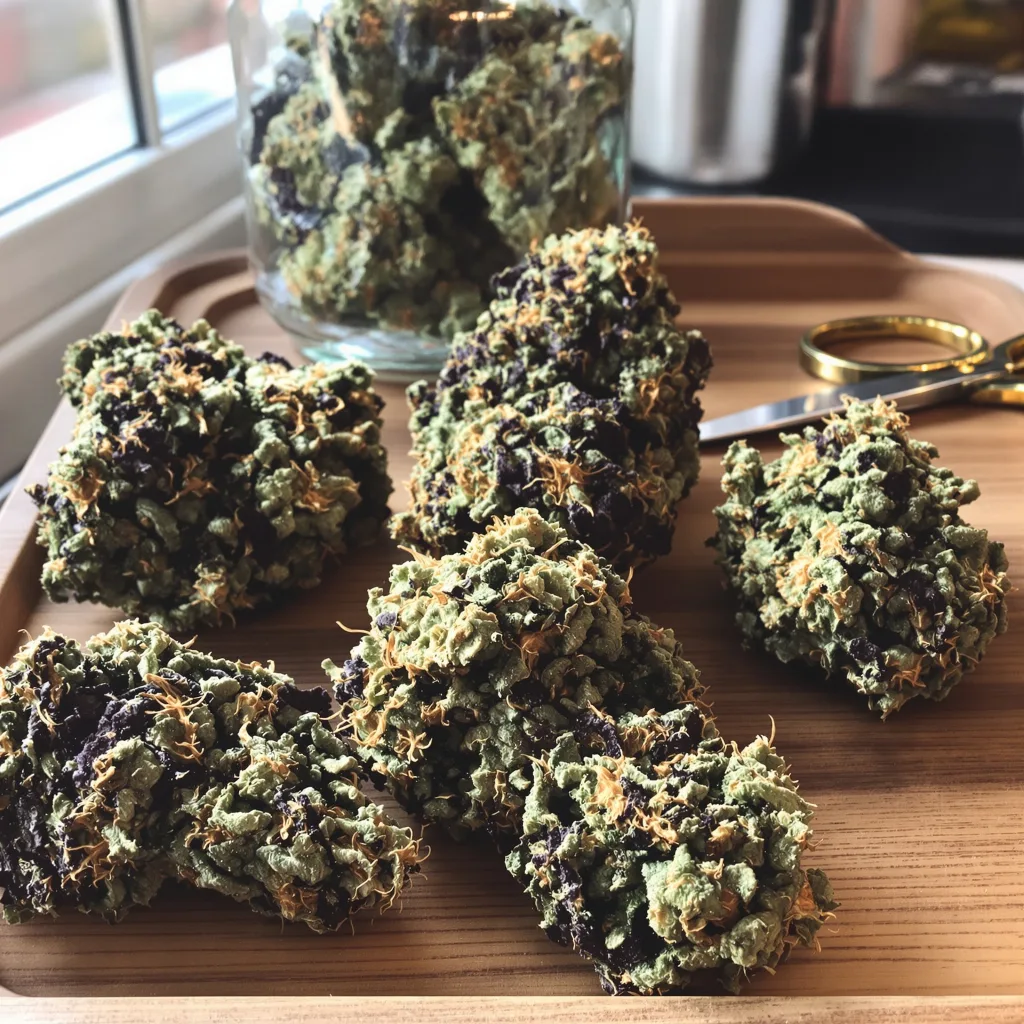 Querkle 80% Indica / 50% Sativa — Blüte mit sichtbaren Trichomen
