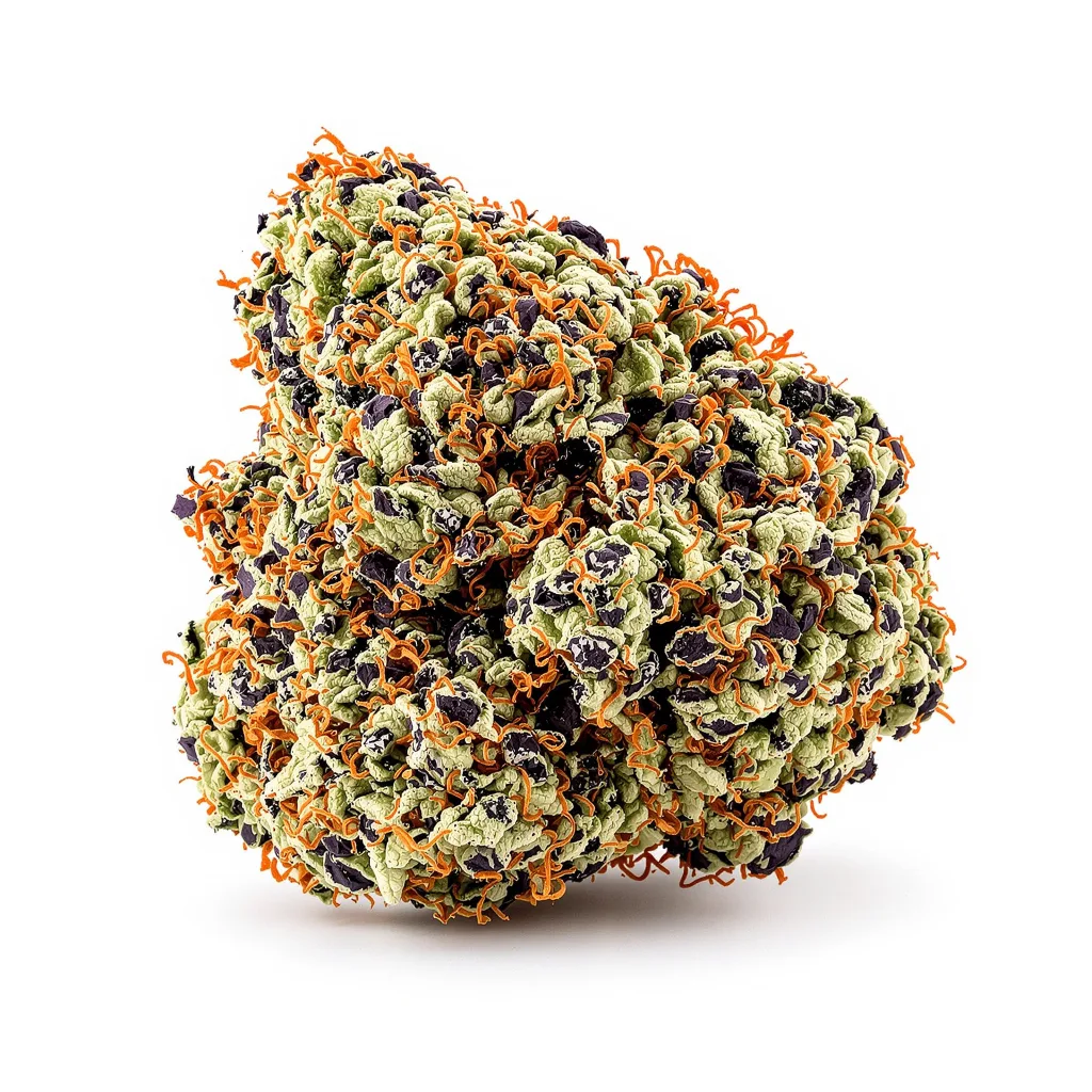 Quin-N-Tonic 77% Indica / 23% Sativa — Blüte mit sichtbaren Trichomen