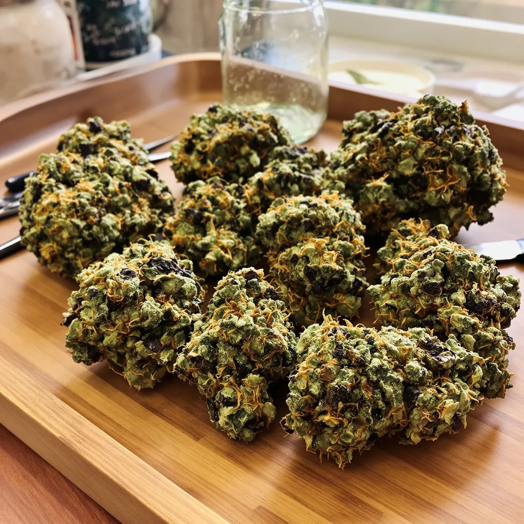 Rainbow Glue 83% Indica / 17% Sativa — Blüte mit sichtbaren Trichomen