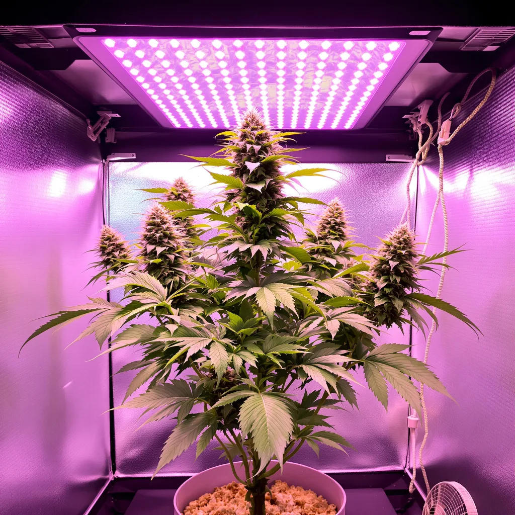 Rainbow Glue 83% Indica / 17% Sativa — Blüte mit sichtbaren Trichomen
