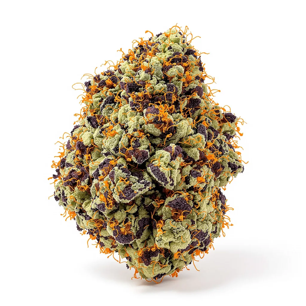 Rainbow Glue 83% Indica / 17% Sativa — Blüte mit sichtbaren Trichomen