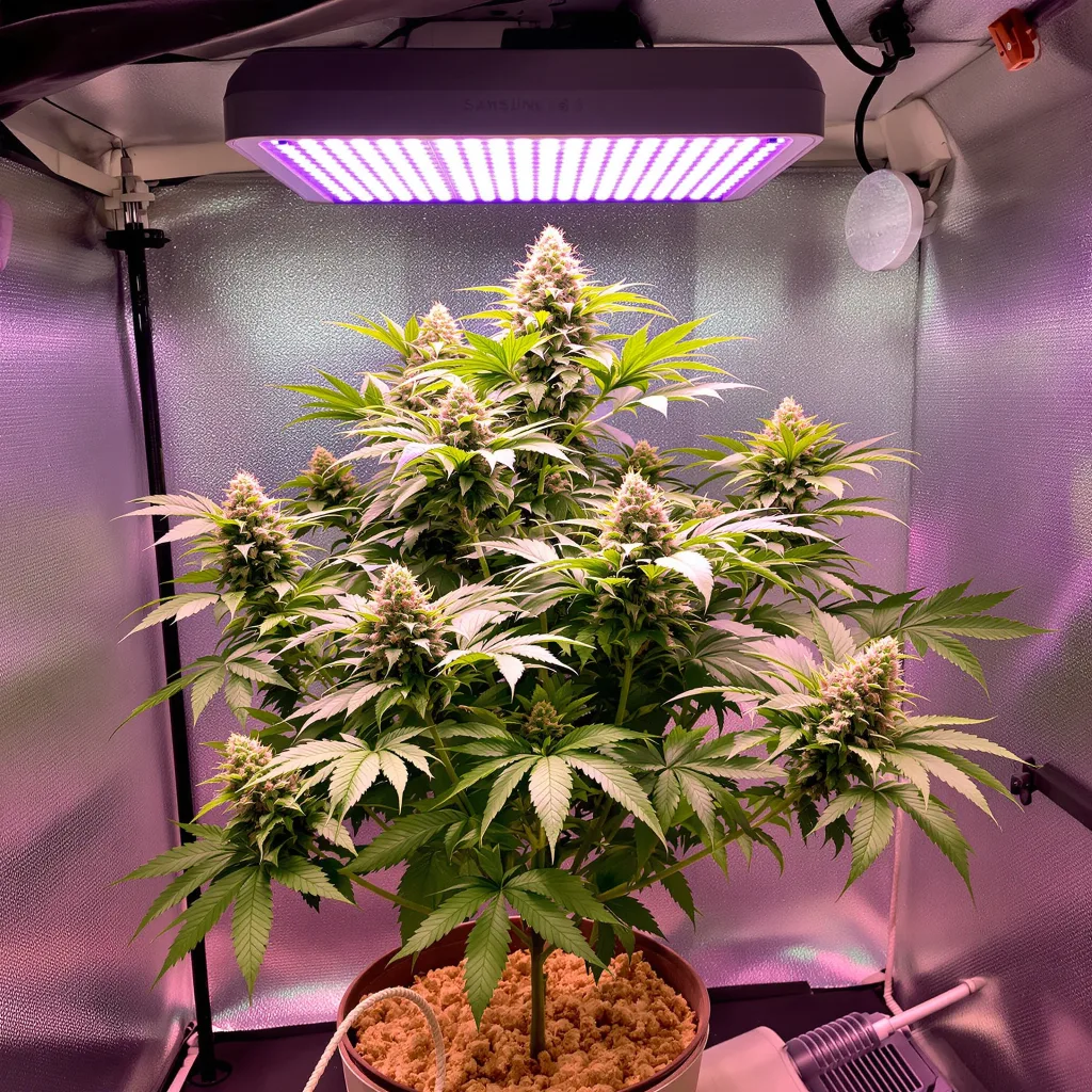 Rainbow Jones 76% Indica / 24% Sativa — Blüte mit sichtbaren Trichomen