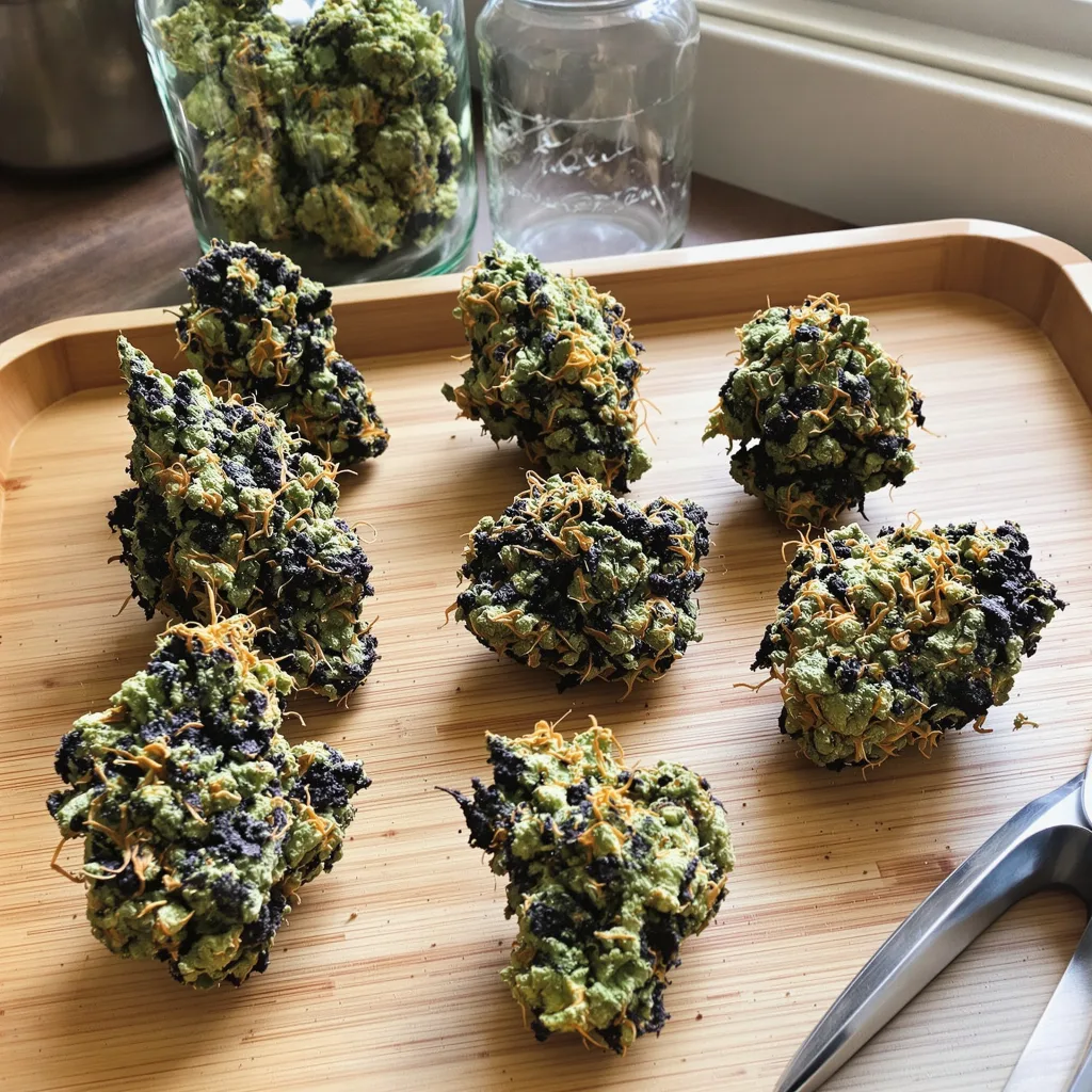 Rare Darkness 80% Indica / 20% Sativa — Blüte mit sichtbaren Trichomen