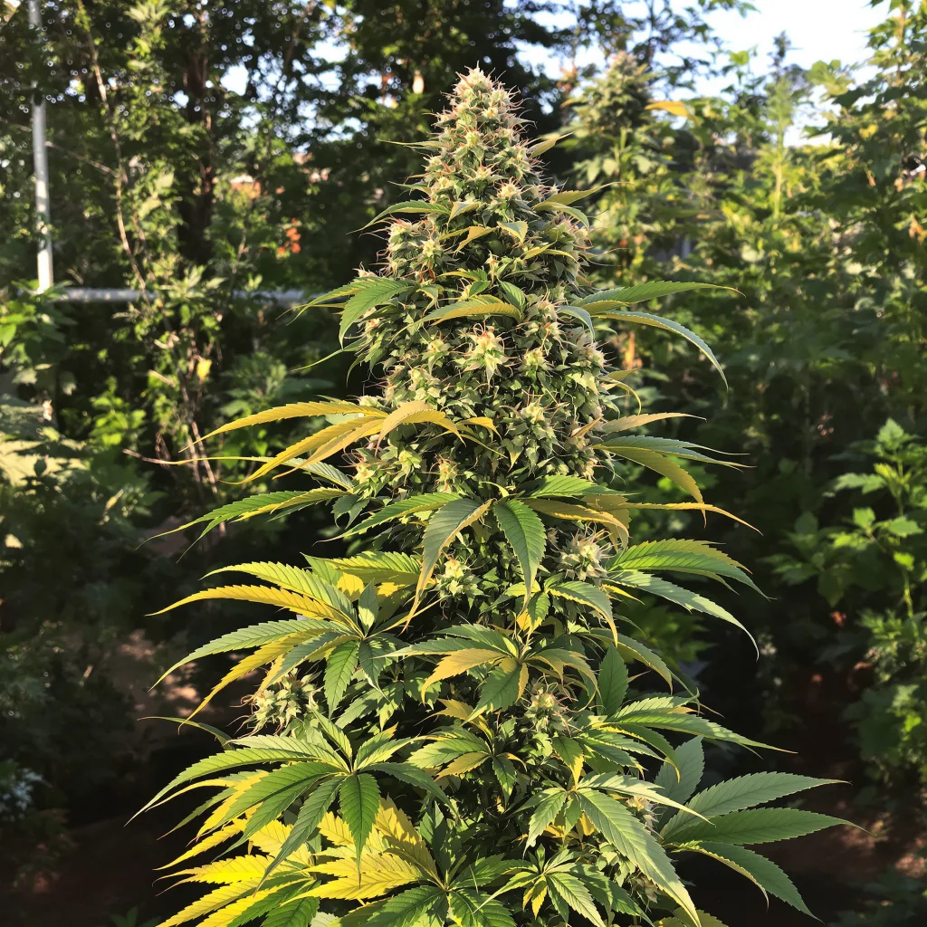 Recon 60% Indica / 40% Sativa — Blüte mit sichtbaren Trichomen
