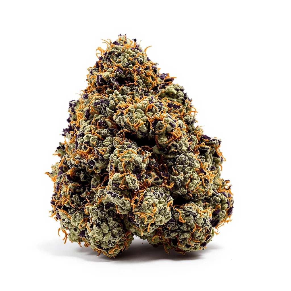 Red Bruce 84% Indica / 16% Sativa — Blüte mit sichtbaren Trichomen