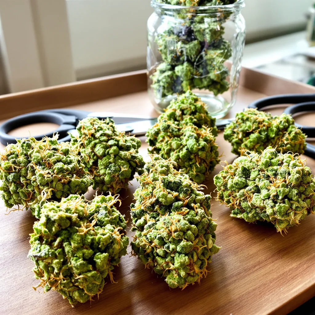 Red Congolese 10% Indica / 90% Sativa — Blüte mit sichtbaren Trichomen