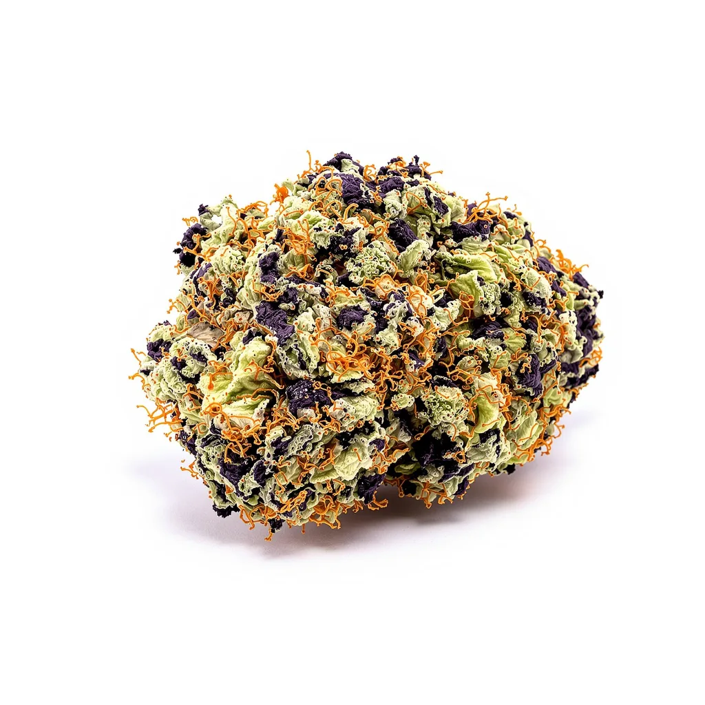 Red Dwarf 74% Indica / 26% Sativa — Blüte mit sichtbaren Trichomen